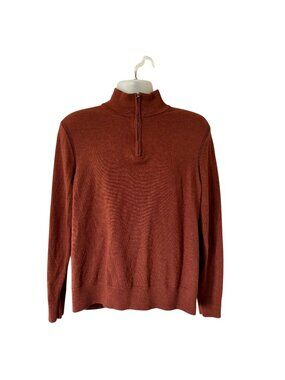 Banana Republic Mens Italian Merino Wool 1/4 Zip Sweater Orange Large